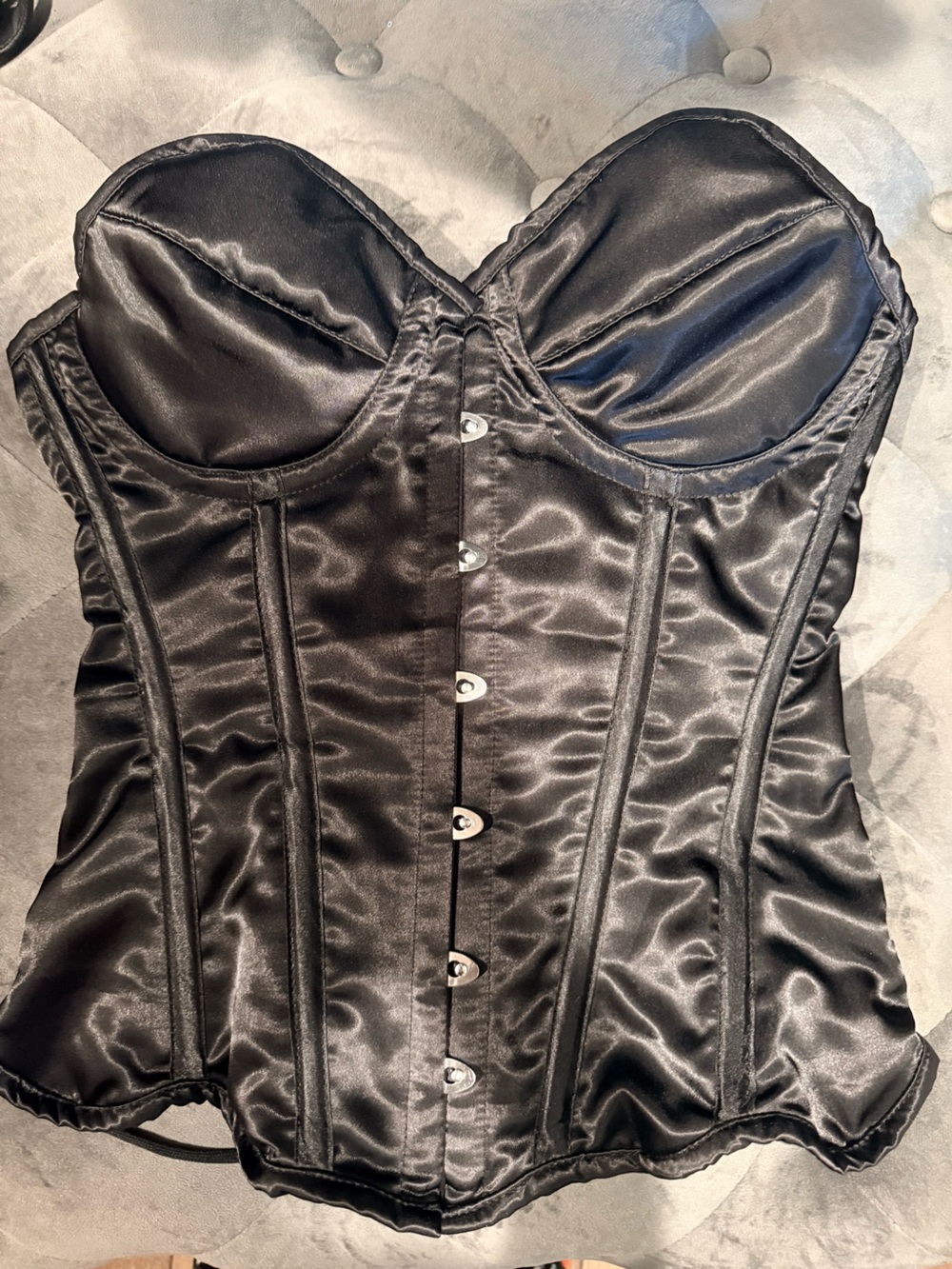 Black Satin Bustier Corset Top